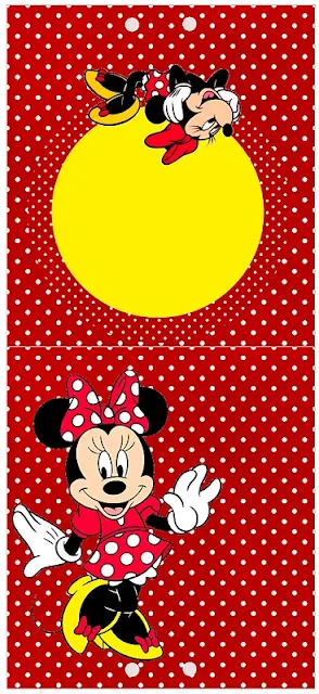 Minnie Mouse en rojo: tarjetería para imprimir gratis.