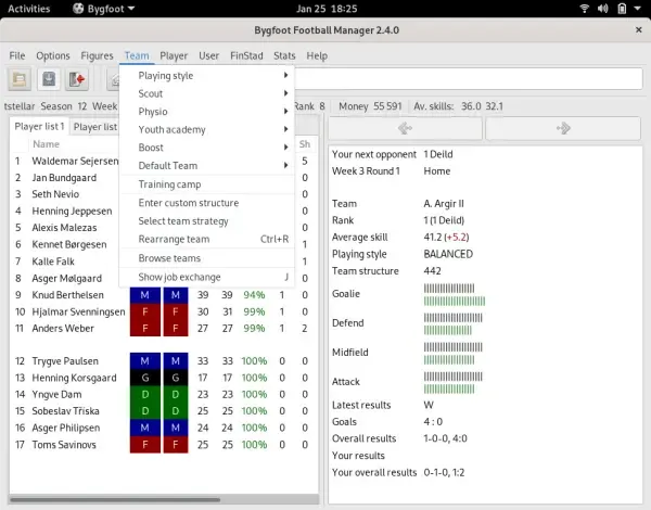 Bygfoot Football Manager