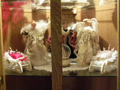 Some of my angels and sleigh display
