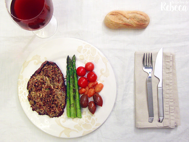 Filete de potro con costra de frutos secos