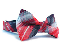 Red White Blue Plaid Dog Collar and Bow Tie from WagglesandCompany on Etsy