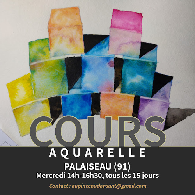 Cours d'aquarelle à Palaiseau, rentrée 2023, mercredi 14h-16h, à APSP, Agnès Grégis, au pinceau dansant, activité