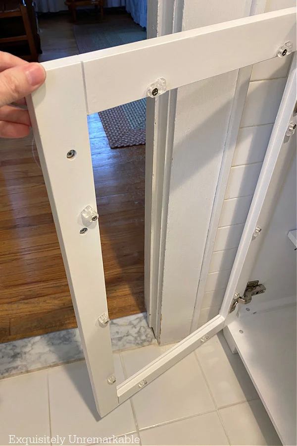 Center panel removed from cabinet door frame