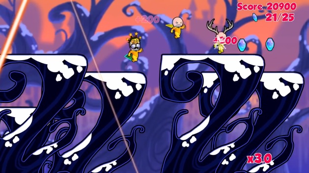 Three player co-op in video game Cloudberry Kingdom