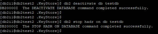 Deactivate database and stop HADR