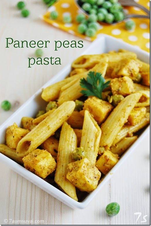 Paneer peas pasta