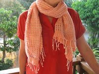 handwoven, naturally dyed, organic cotton scarf from Thailand