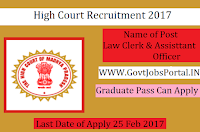 High Court Recruitment 2017–Law Clerk-cum-Research Assistant Officer