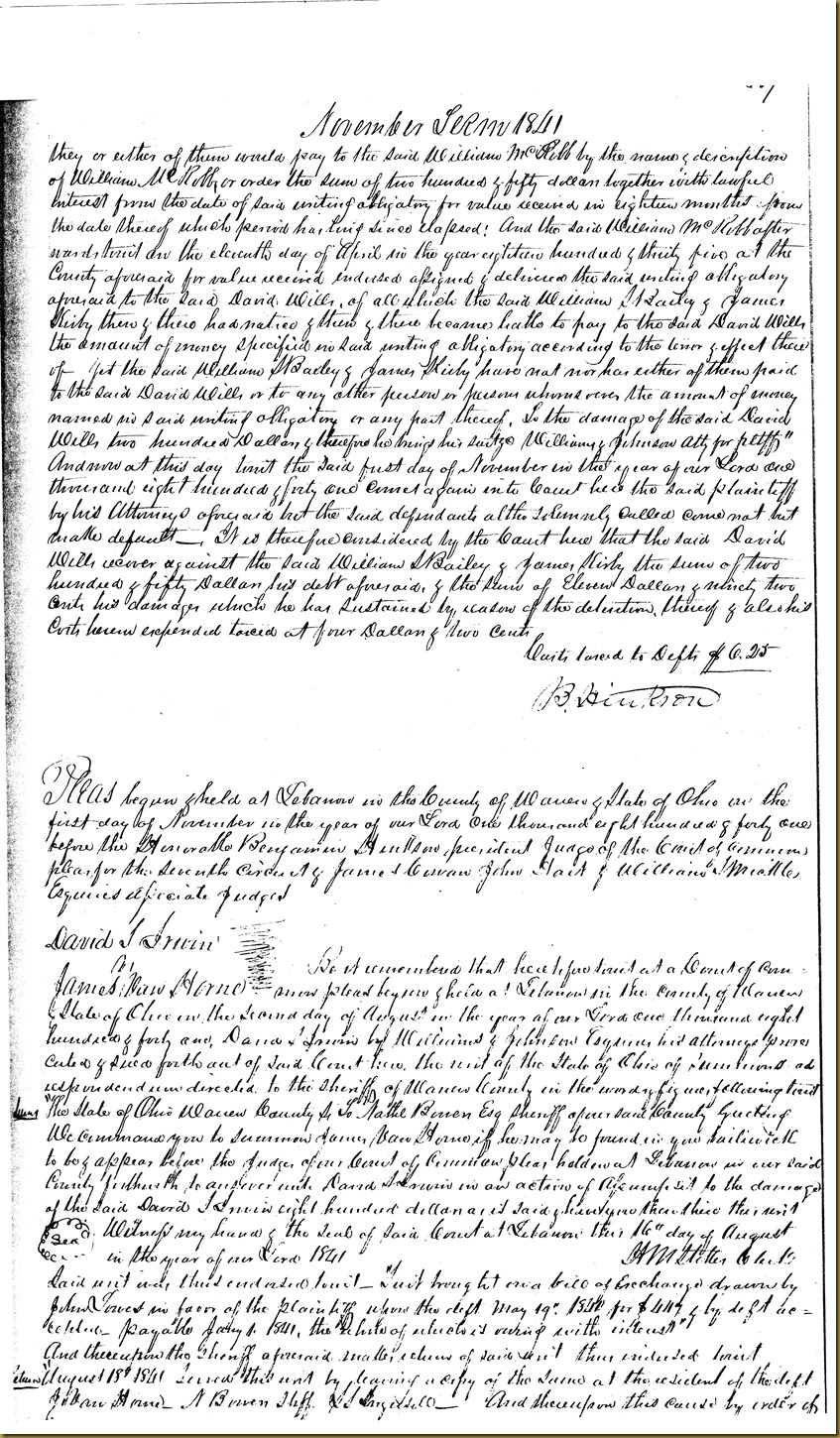 David S. Irwin sues James VanHorne 1841 2