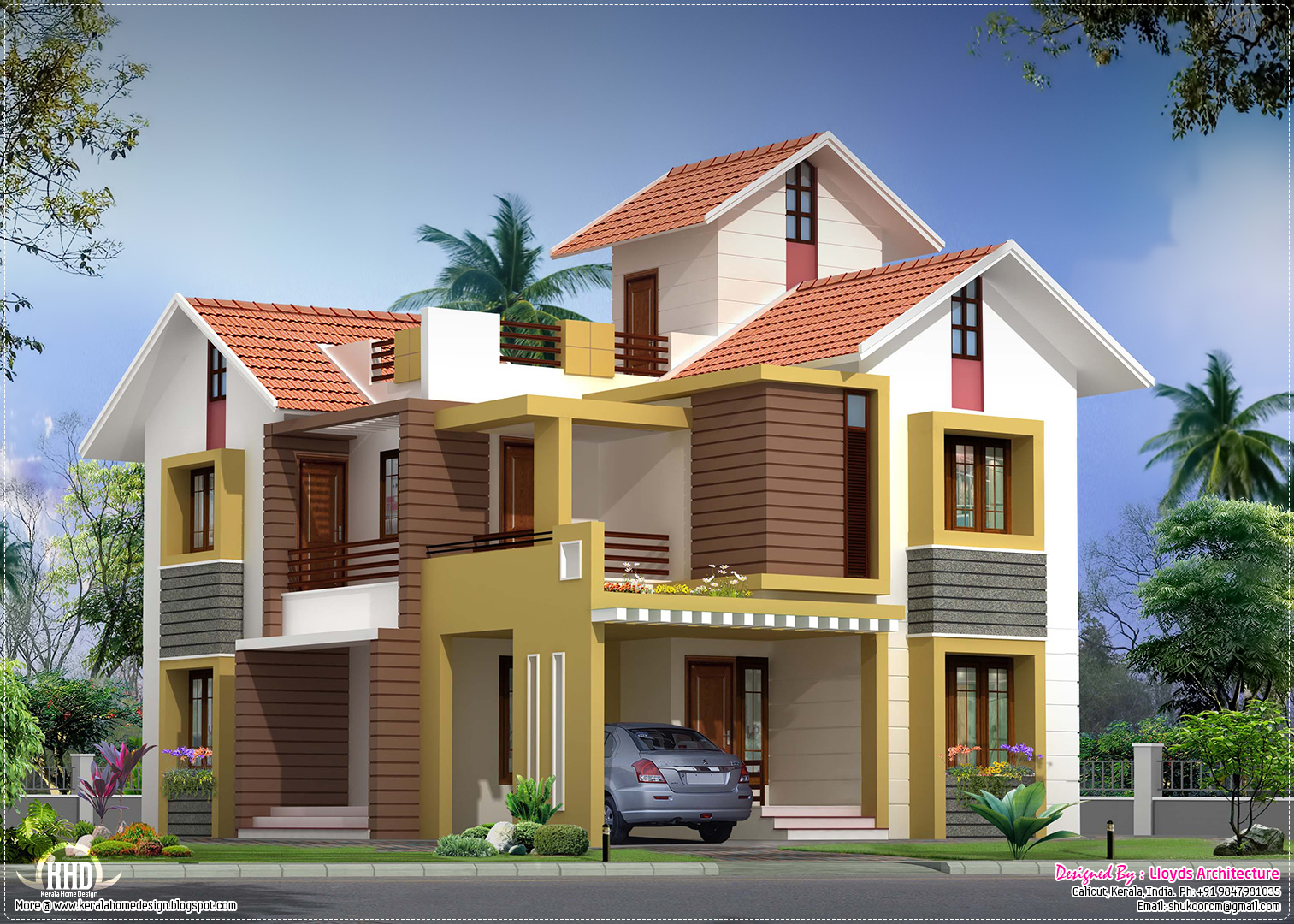 2000 sq feet villa  floor plan  and elevation Kerala home  