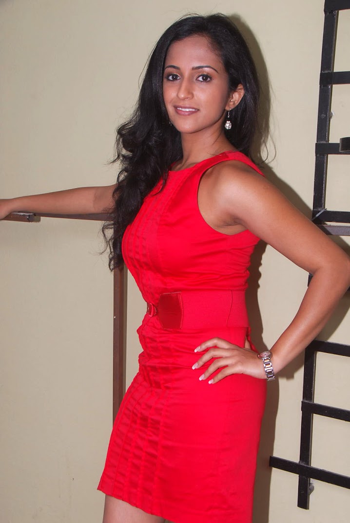 Ashika Hot Stills in Red Dress