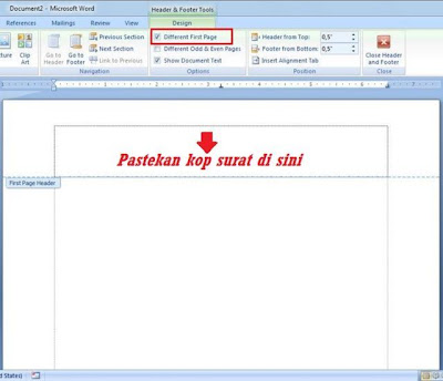 MENAMPILKAN HEADER KOP SURAT HANYA PADA HALAMAN PERTAMA