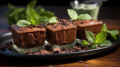 Verrine de mousse au chocolat onctueuse saupoudrée de cacao