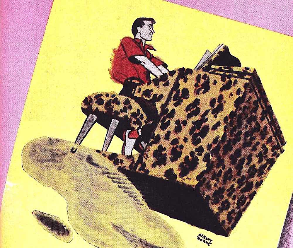 an Al Dorne illustration of a rock&roll piano musician