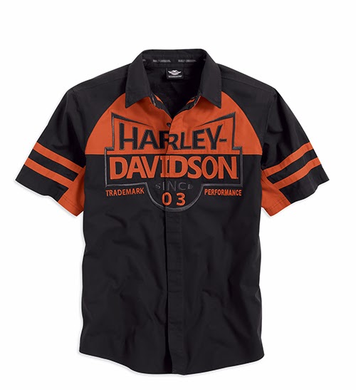 http://www.adventureharley.com/harley-davidson-shirt-mens-colorblock-short-sleeve-shirt-black-orange