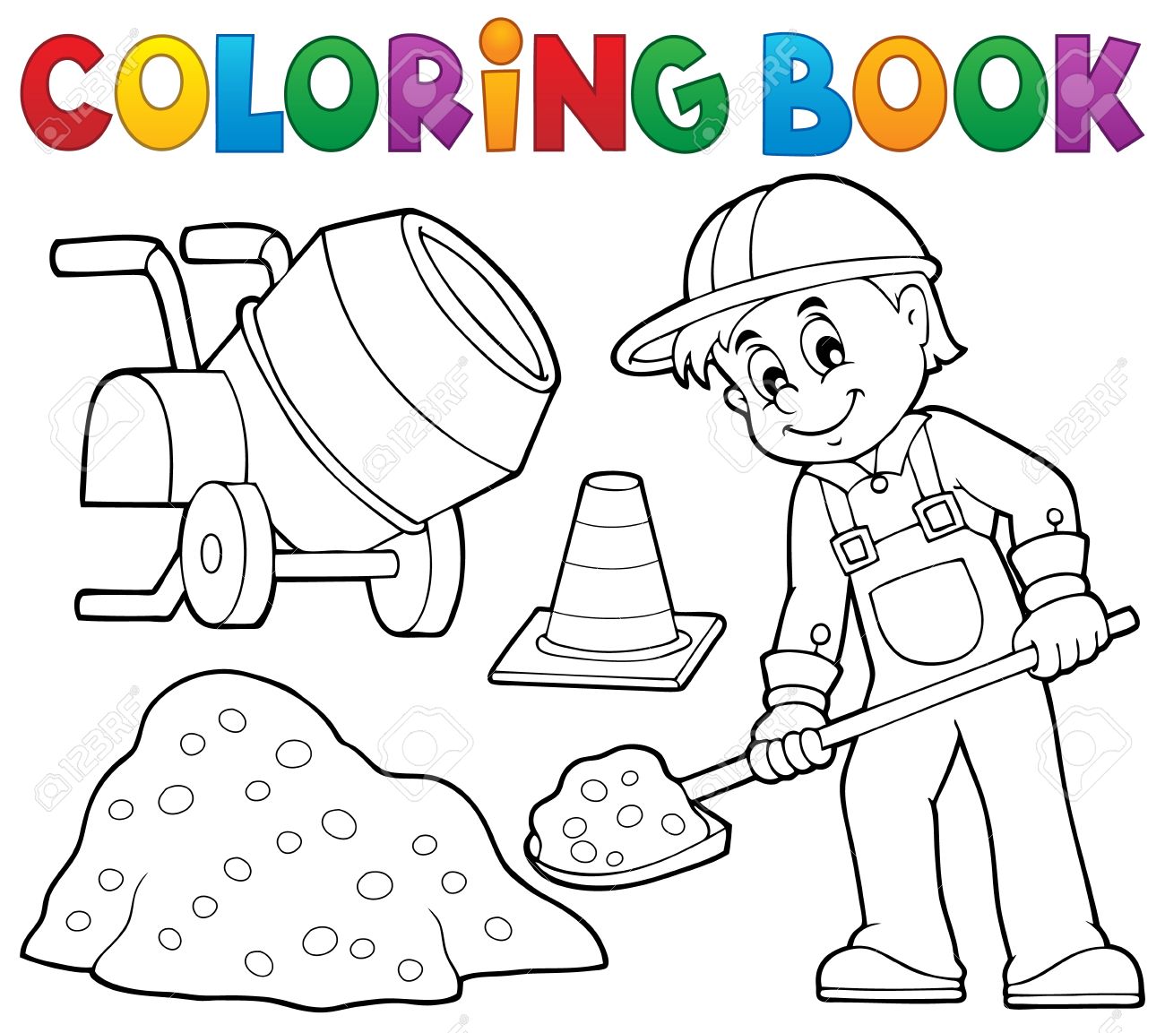 Coloring Book Construction Worker