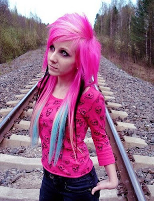 pink emo hairstyles