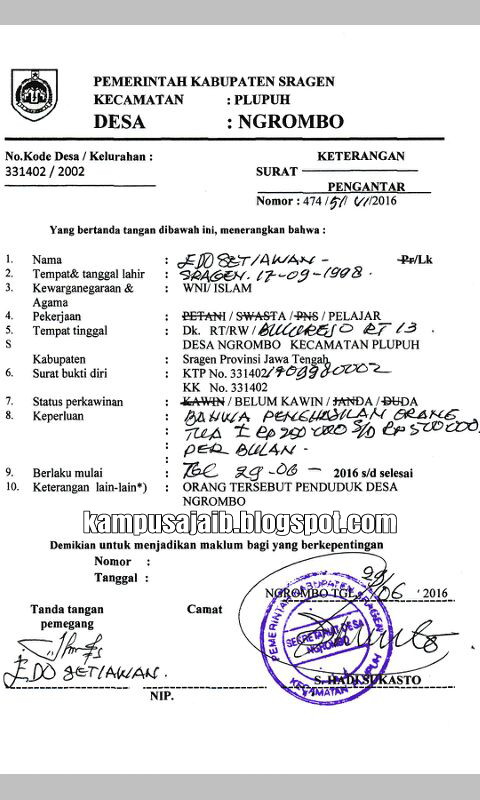 FAQ : Cara membuat slip gaji untuk persyaratan bidikmisi 