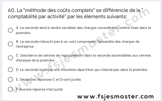 Exemple de Concours Master Sciences de Gestion 2021-2022 - Fsjes Agdal