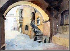 Görlitzer_Rathaus_Gerichtserker und Armesuendertreppe_Aquarell