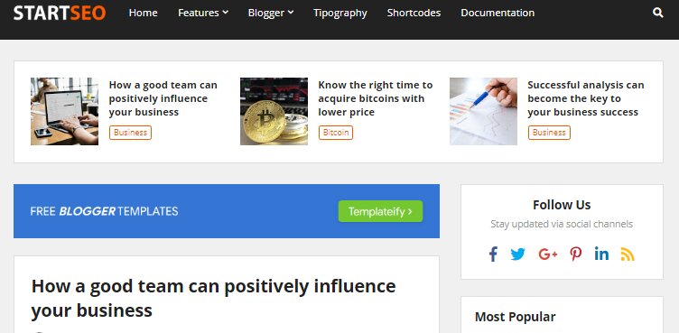 StartSeo Blogger Template