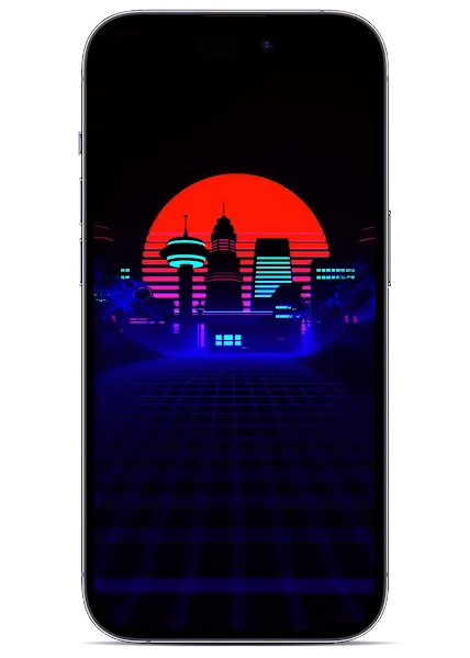 Black Wallpaper for iPhone in 4K: Retro Futuristic Synthwave 80s Vibe