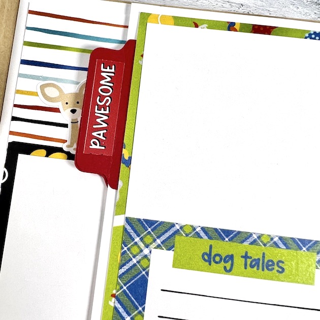 Dog Scrapbook Album page with photo mats and tabs