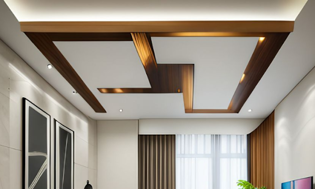 L Shape Modern False Ceiling Design For Living Room
