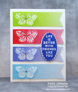 Glimmer paper butterfly Inlay card using Stampin'Up!'s Brilliant Wings Dies