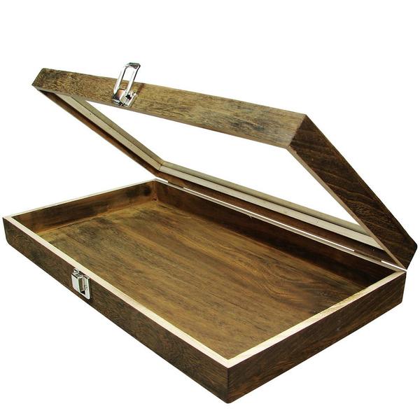 Th Antique Wood Storage Case with Tempered Glass View Top is perfect for storage and display | NileCorp.com