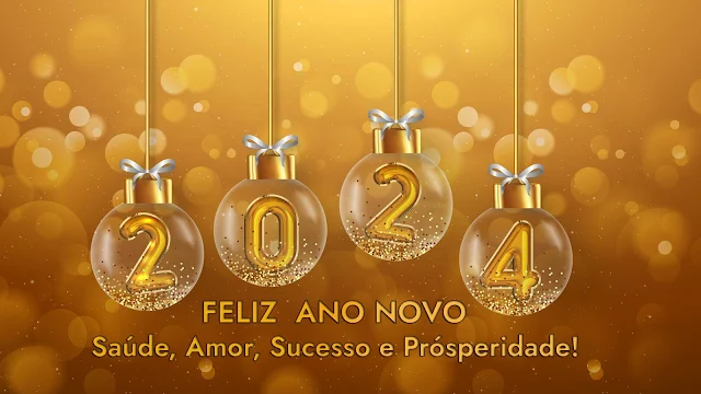 Fundo Dourado E Mensagem De Feliz Ano Novo 2024