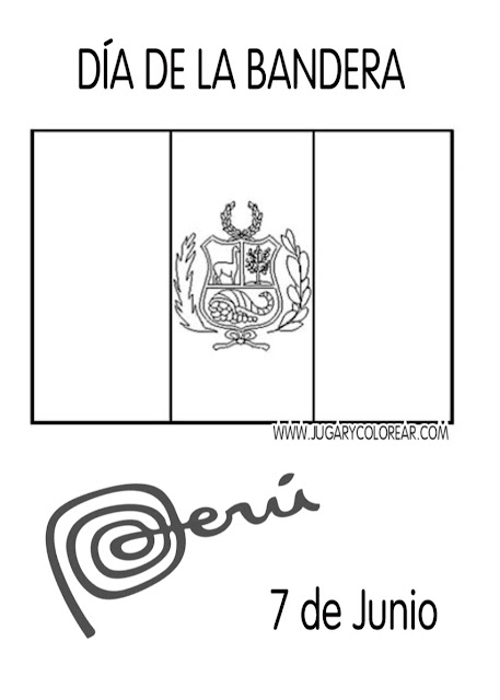 Perú dibujos para colorear escudo y bandera - Jugar y Colorear