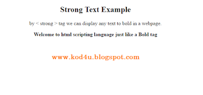 HTML Strong Text Tag Example 