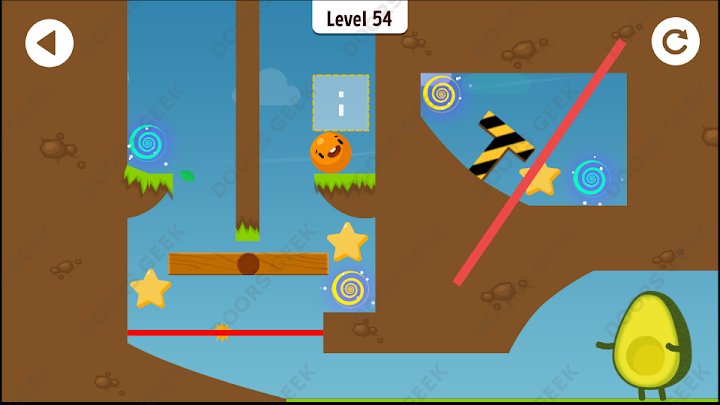 Where's My Avocado? Level 54 Solution, Cheats, Walkthrough, 3 Stars for Android, iPhone, iPad and iPod