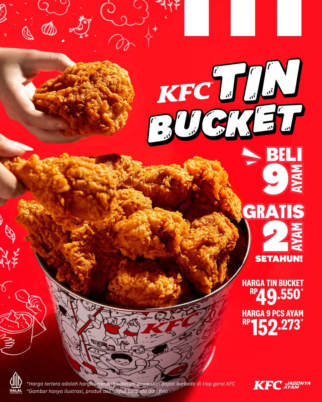 Promo KFC TIN BUCKET : Beli 9 Ayam GRATIS 2 Ayam