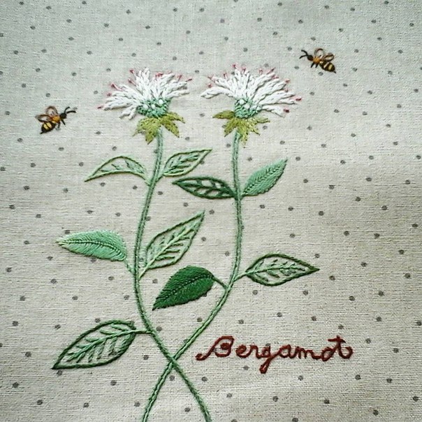 Herb embroidery on Linen 