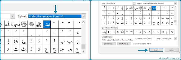 cara menulis bismillah di microsoft word dengan shortcut key