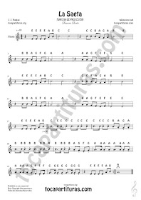 La Saeta Easy Notes Sheet Music for Flute Recorder Violin Trumpet Oboe Clarinet Alto Saxophone Tenor Sax Horns Music March Holly week Video tutorial for Flute Recorder Violin Oboe harmonic