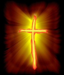 Cross with shining lighting around it color Christian religious picture