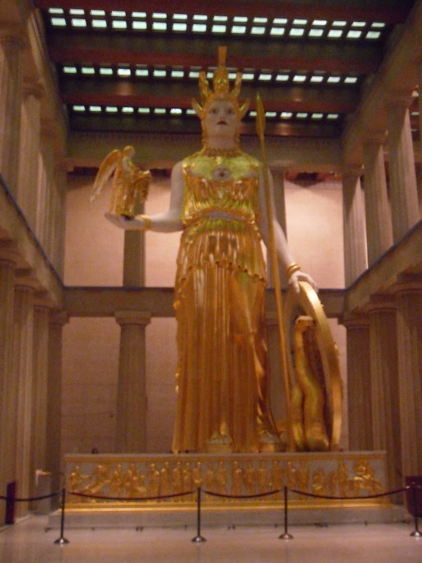 The interior has a recreation of the statue of Athena. Sculpted by  title=