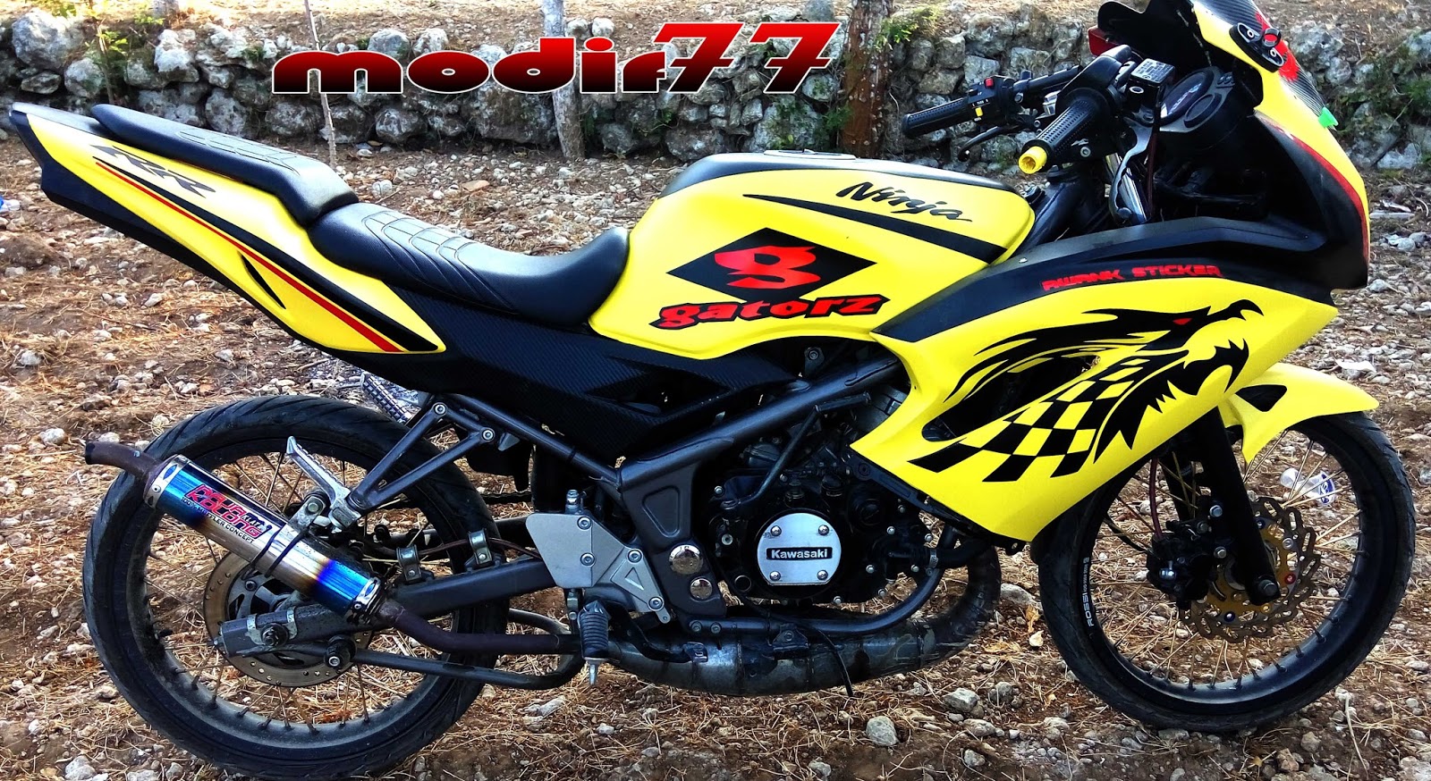 Modifikasi Kawasaki Ninja 150 RR Kuning Hitam GATORZ MODIF 77