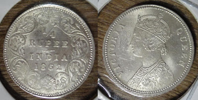 victoria queen 1/4 rupee 1862