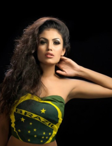 Wearing Brazilian flag Bangladeshi hot model Trino