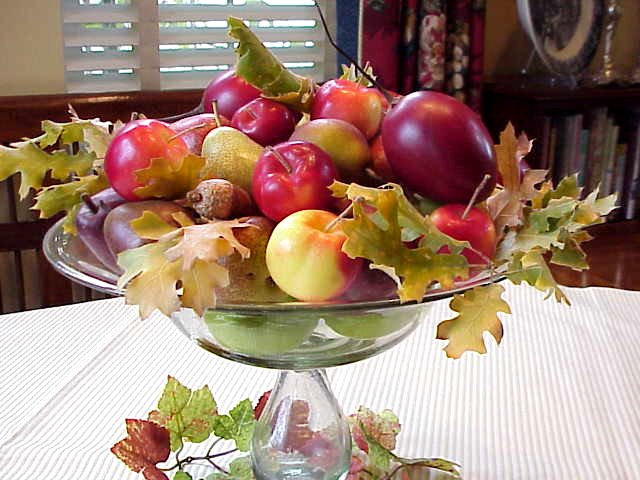 Fruit and leaves display