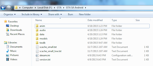extracted obb files of GTA San Andreas Android gtaam
