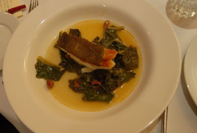 Very tender cod with chorizo and chard