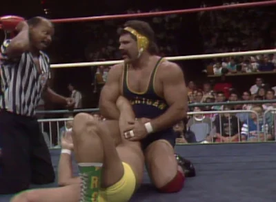 NWA Clash of the Champions II - Referee Teddy Long warns Rick Steiner about pulling hair