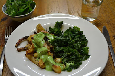 Meal made from perennial vegetables with side salad