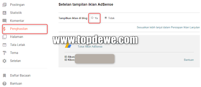 Cara memasang kode iklan adsense di blog