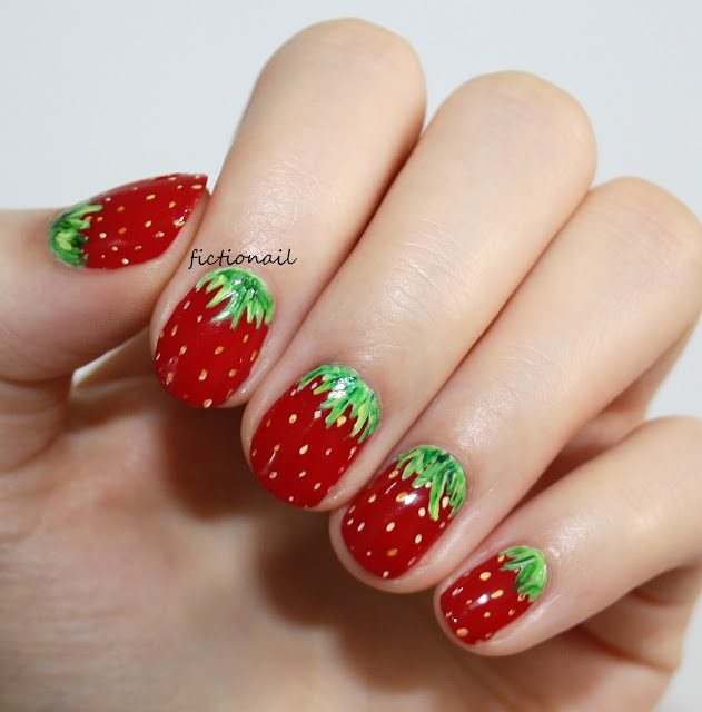 Simple Strawberry Nail Art Wimbledon